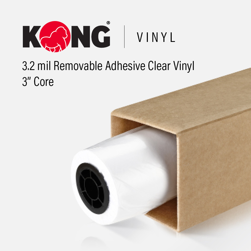 54'' x 150' Roll - 3 MIL Removable Adhesive Gloss White Vinyl - 3'' Core